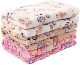 1 Pack 3 Blankets Super Soft Fluffy Premium Fleece Pet Blanket Flannel Throw for Dog Puppy Cat Paw (pink, Medium- 30" x 20")