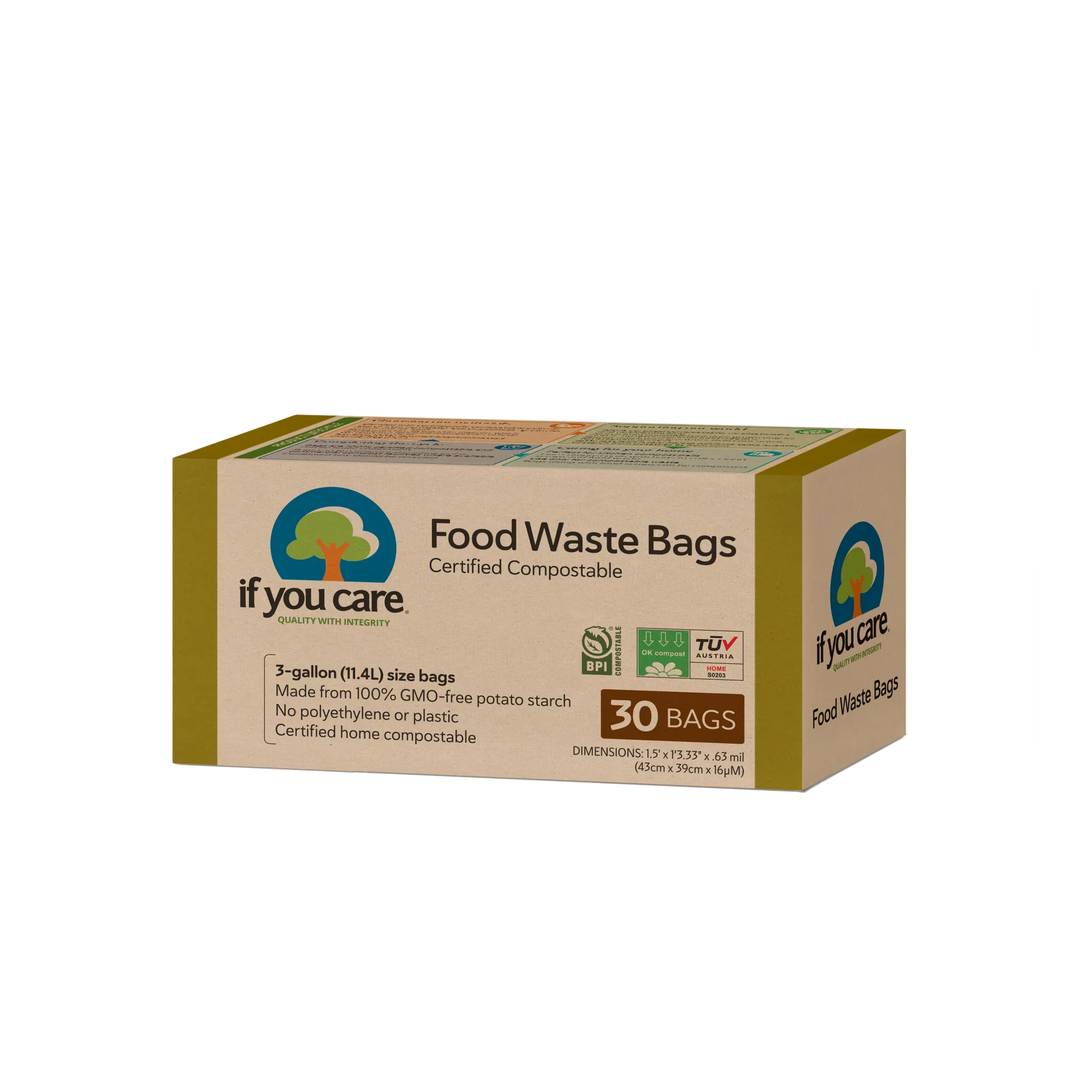 3 Gallon Certified Compostable Food Waste Bags