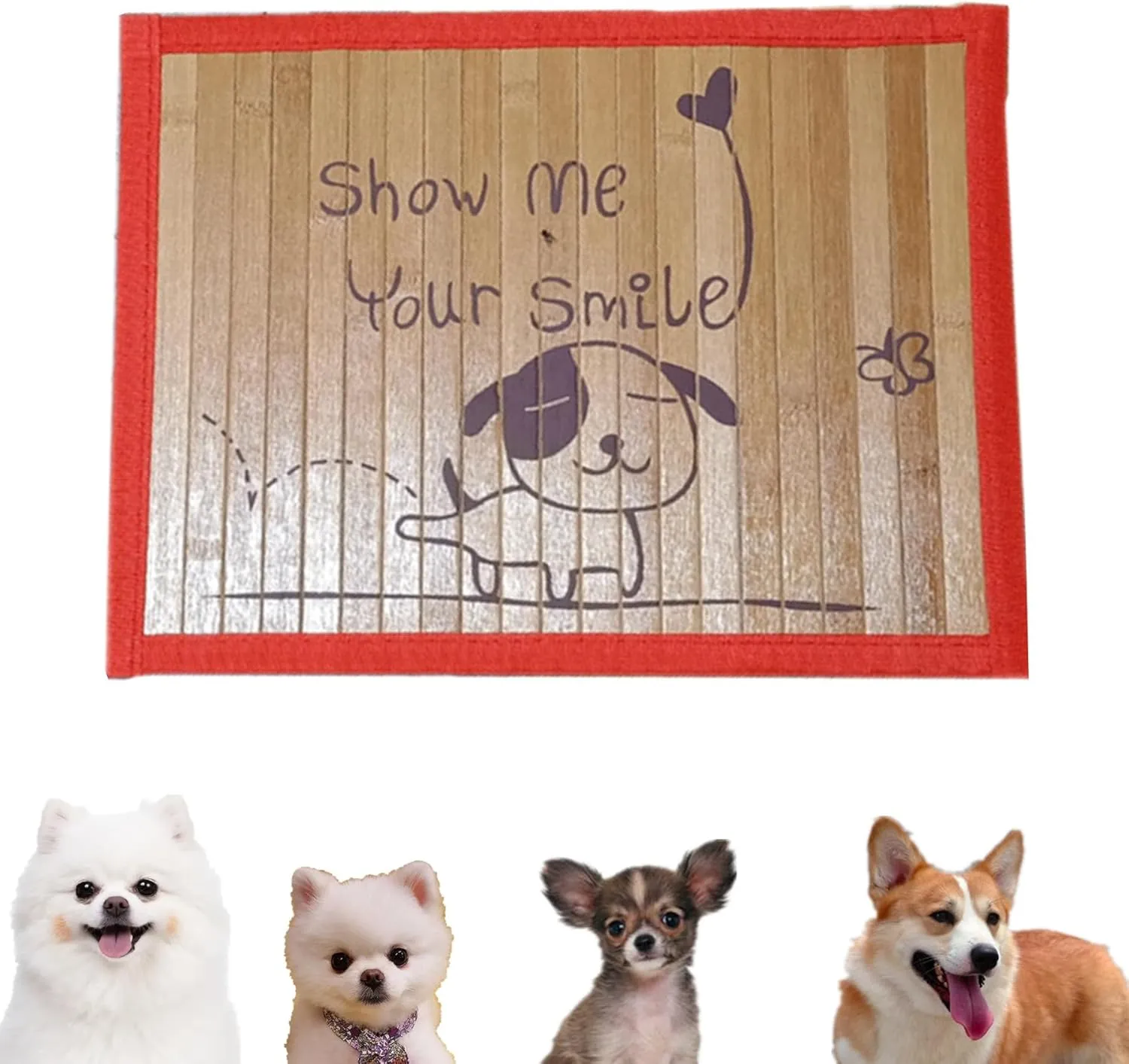 alfyng Pet Dog Bamboo Pad, Summer Pet Cat Puppy Portable Washable Mat Cartoons Pattern Mat Cushion Pad Cool Bed Sleeping Mattress Cushions Dogs Seat (Dog)