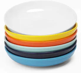 amhomel 7" Small Serving Bowls, 16 Ounces Ceramic Shallow Bowls, Microwave Dishwasher Oven Safe, Set of 6, Warm Assorted Colors