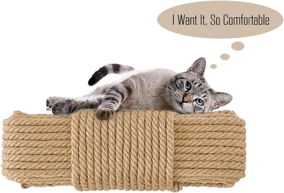 Aoneky Replacement Cat Scratching Post Sisal Rope - Hemp Rope for Cat Tree and Tower (1/4'' 66 Ft)