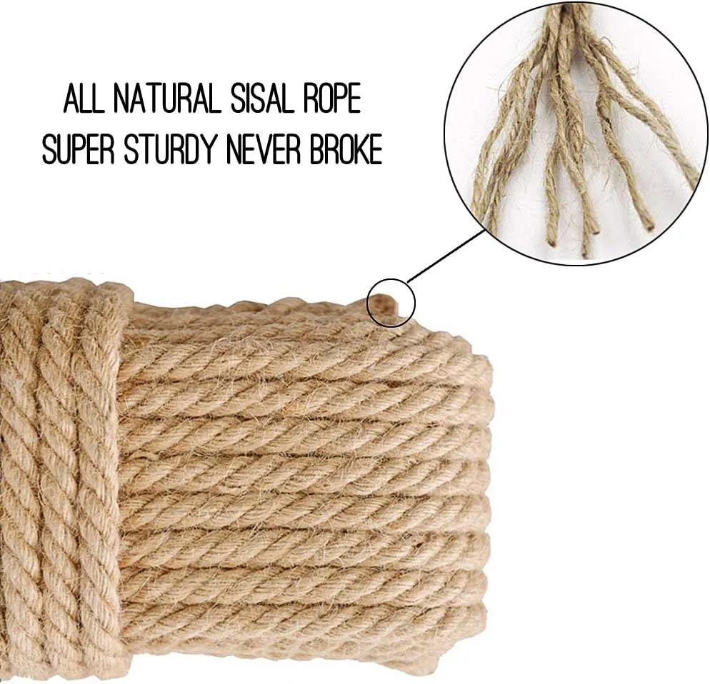 Aoneky Replacement Cat Scratching Post Sisal Rope - Hemp Rope for Cat Tree and Tower (1/4'' 66 Ft)
