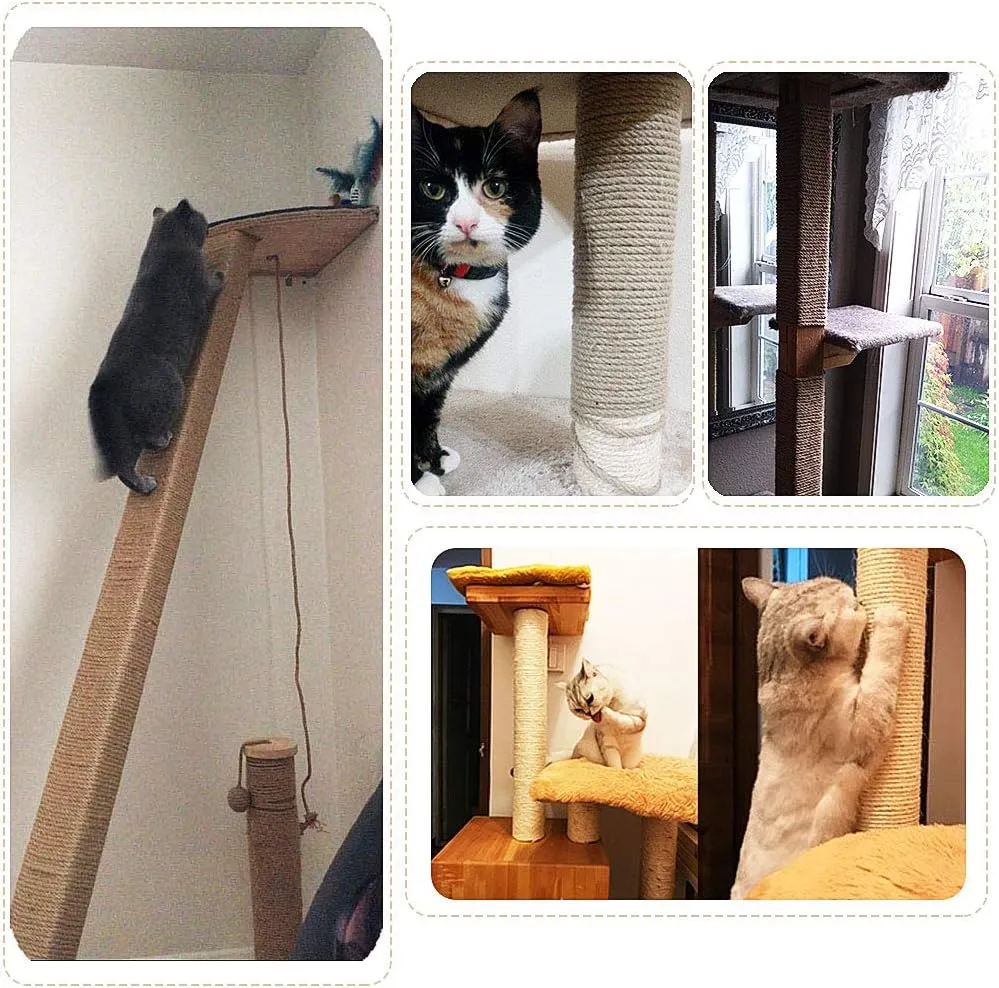 Aoneky Replacement Cat Scratching Post Sisal Rope - Hemp Rope for Cat Tree and Tower (1/4'' 66 Ft)
