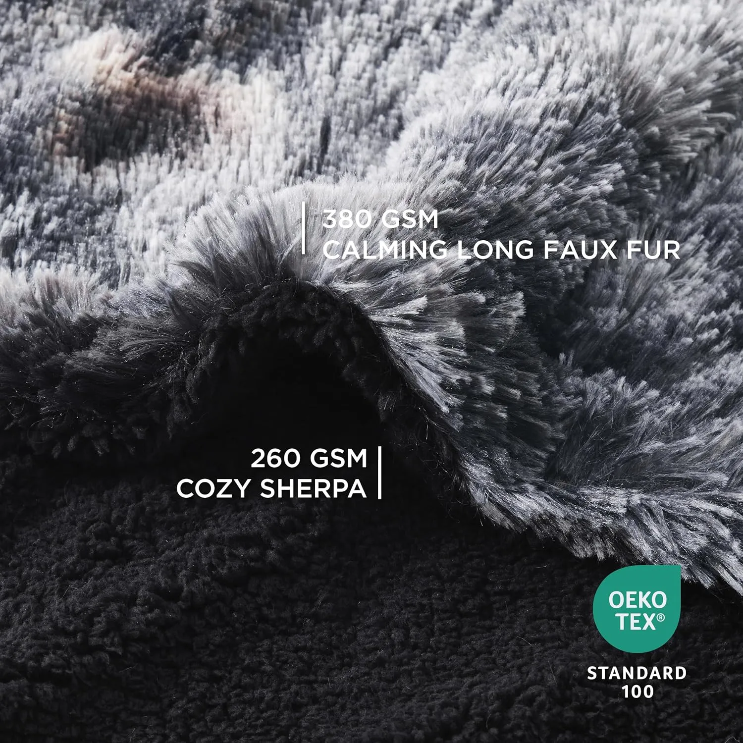 Bedsure Waterproof Dog Blankets for Large Dogs - Calming Cat Blanket for Bed Protector Washable, Long Faux Fur Pet Throw Blanket for Puppy, Reversible Furniture Protection, 60"x80", Tie-dye Black