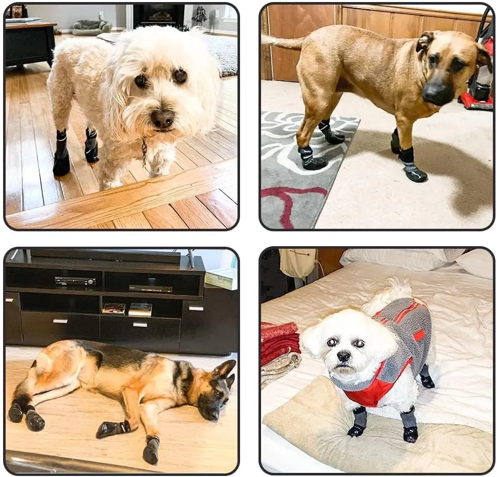 BINGPET Dog Socks for Hardwood Floors,Outdoor Anti Slip Waterproof Paw Protector,Dog Boots for Hot Pavement for All Season Grip Socks Prevent Licking for Small Medium Large Old Dogs