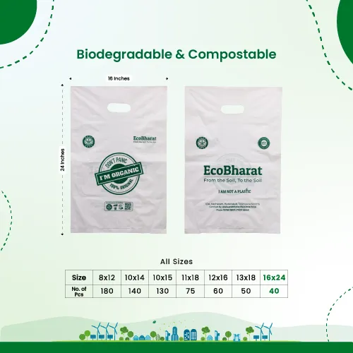 Biodegradable and Compostable D-cut Carry Bags 16x24(40pcs)