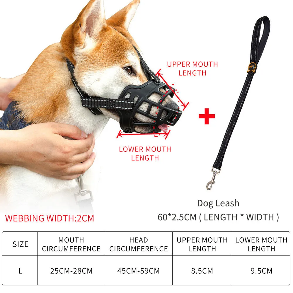 Black Dog Muzzles Pet Mouth Cover Basket Muzzle Chew Adjustable 6 Sizes