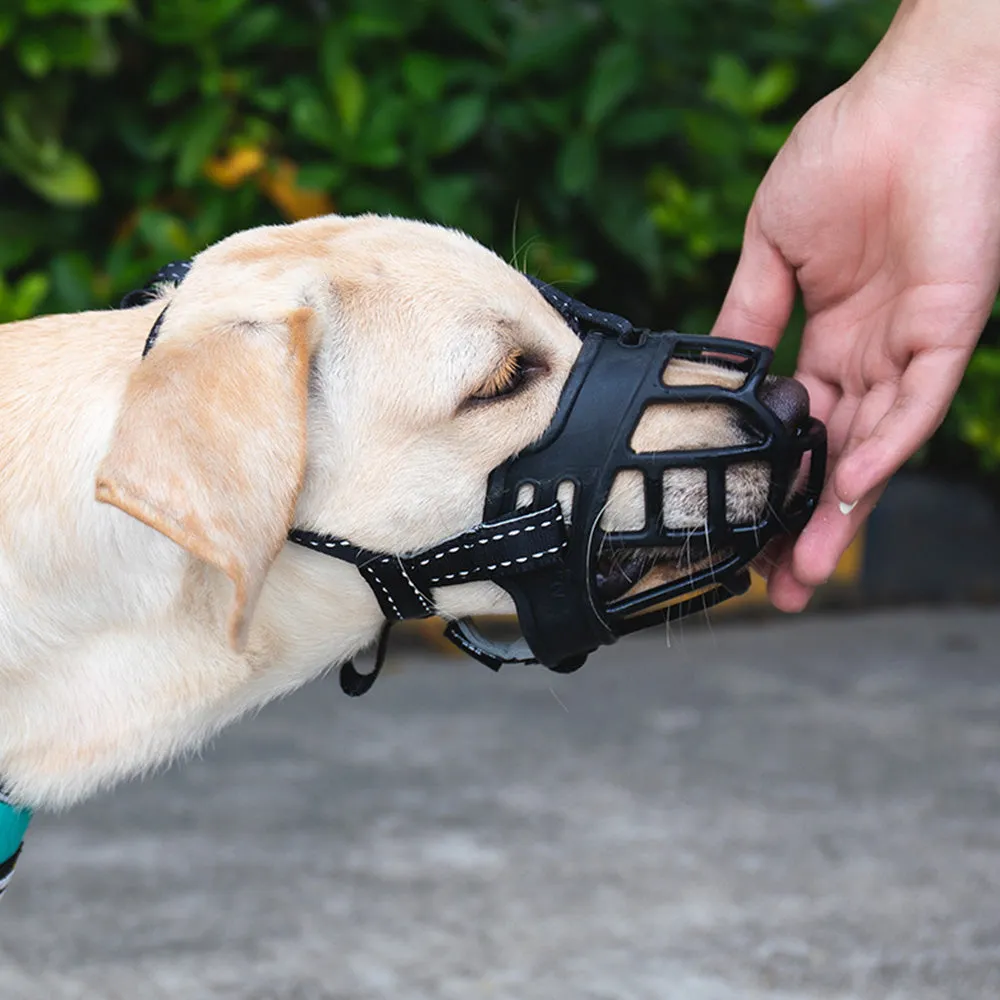 Black Dog Muzzles Pet Mouth Cover Basket Muzzle Chew Adjustable 6 Sizes