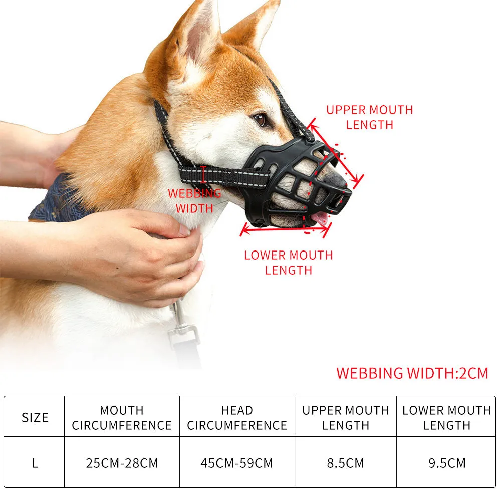Black Dog Muzzles Pet Mouth Cover Basket Muzzle Chew Adjustable 6 Sizes
