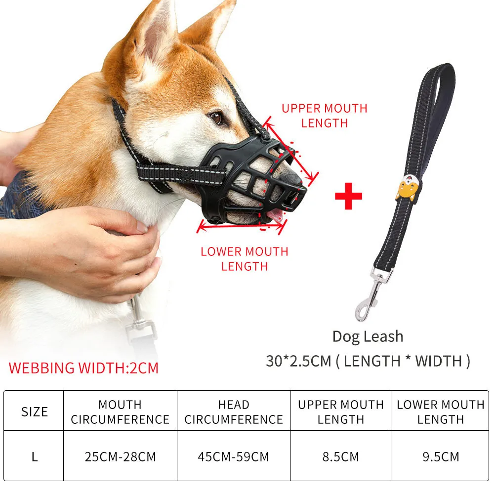 Black Dog Muzzles Pet Mouth Cover Basket Muzzle Chew Adjustable 6 Sizes