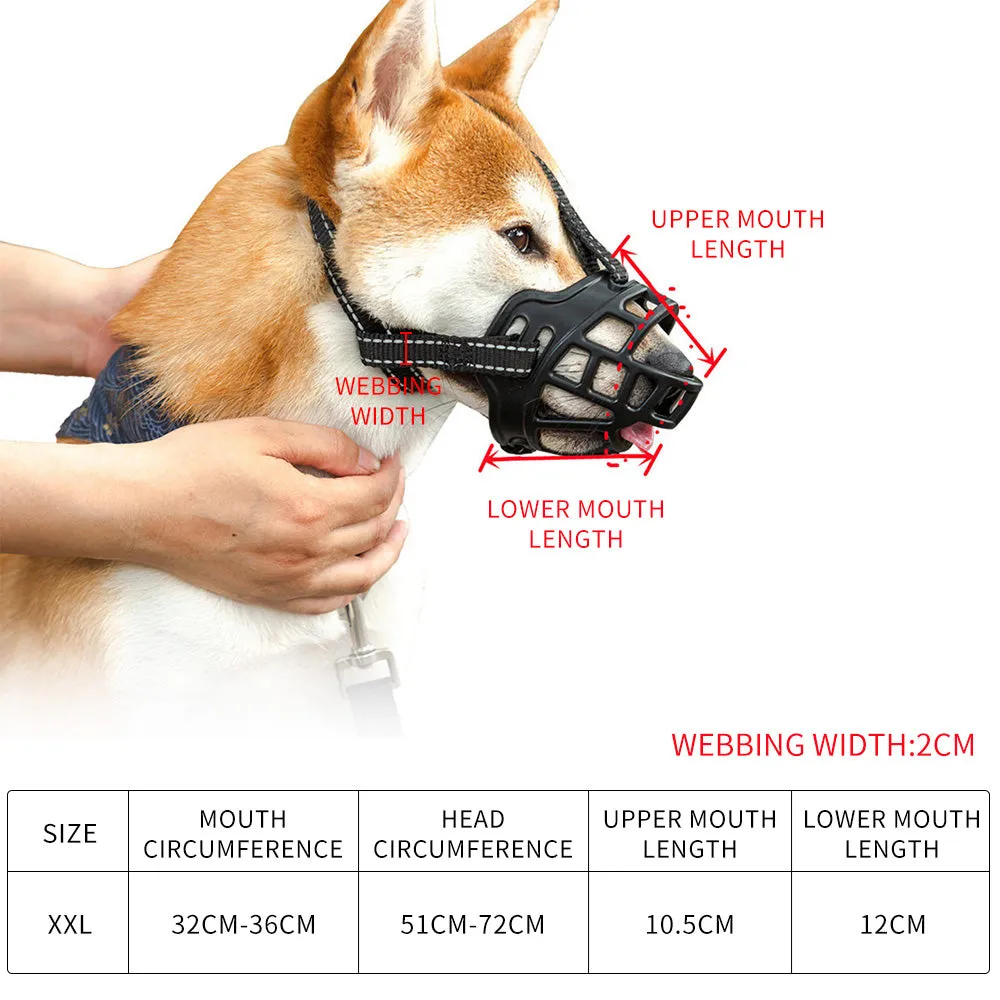 Black Dog Muzzles Pet Mouth Cover Basket Muzzle Chew Adjustable 6 Sizes