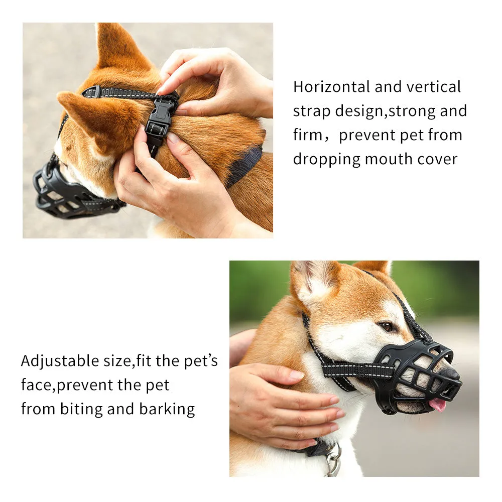 Black Dog Muzzles Pet Mouth Cover Basket Muzzle Chew Adjustable 6 Sizes