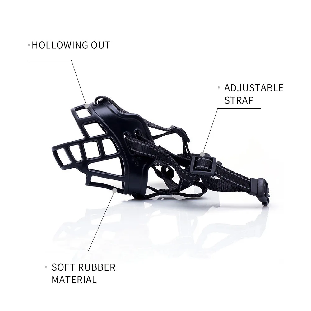 Black Dog Muzzles Pet Mouth Cover Basket Muzzle Chew Adjustable 6 Sizes