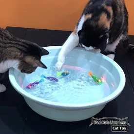 BlackHole Litter Mat Interactive Swimming Robot Fish Toy for Cat/Dog with LED Light (4 pcs), Cat & Dog Toy to Stimulate Your Pet's Hunter Instincts