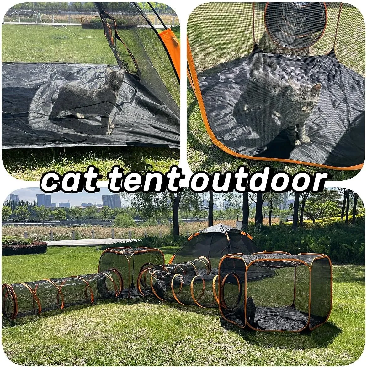Catio Outdoor Cat Enclosures for Indoor Cats, 6-in-1 Outside Large Playground Include Portable Cat Tent and Tunnel, for Cats and Other Pets
