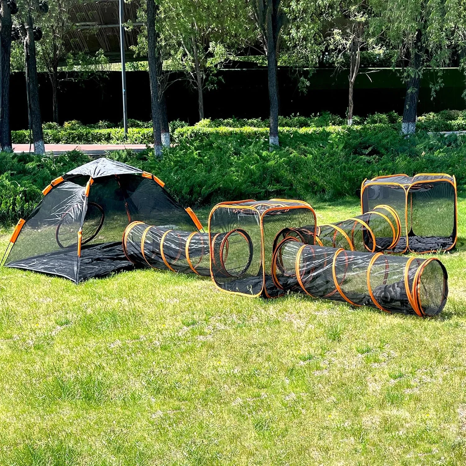 Catio Outdoor Cat Enclosures for Indoor Cats, 6-in-1 Outside Large Playground Include Portable Cat Tent and Tunnel, for Cats and Other Pets