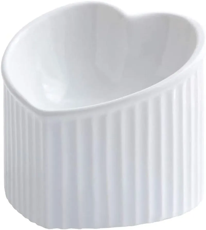 Ceramic Raised Cat Bowls, Tilted Elevated Food or Water Bowls, Stress Free, Backflow Prevention, Dishwasher and Microwave Safe, Lead & Cadmium Free