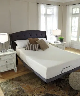 Chime 12 Inch Memory Foam Queen Mattress in a Box with Head-Foot Model Better Queen Adjustable Base