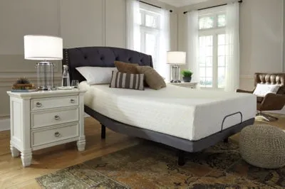 Chime 12 Inch Memory Foam Queen Mattress in a Box with Head-Foot Model Better Queen Adjustable Base