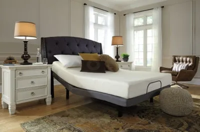 Chime 8 Inch Memory Foam Queen Mattress in a Box with Head-Foot Model-Good Queen Adjustable Base