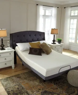 Chime 8 Inch Memory Foam Queen Mattress in a Box with Head-Foot Model-Good Queen Adjustable Base