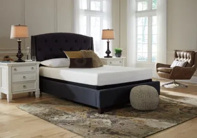 Chime 8 Inch Memory Foam Queen Mattress in a Box with Head-Foot Model-Good Queen Adjustable Base