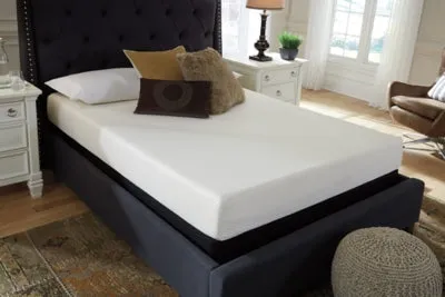 Chime 8 Inch Memory Foam Queen Mattress in a Box with Head-Foot Model-Good Queen Adjustable Base