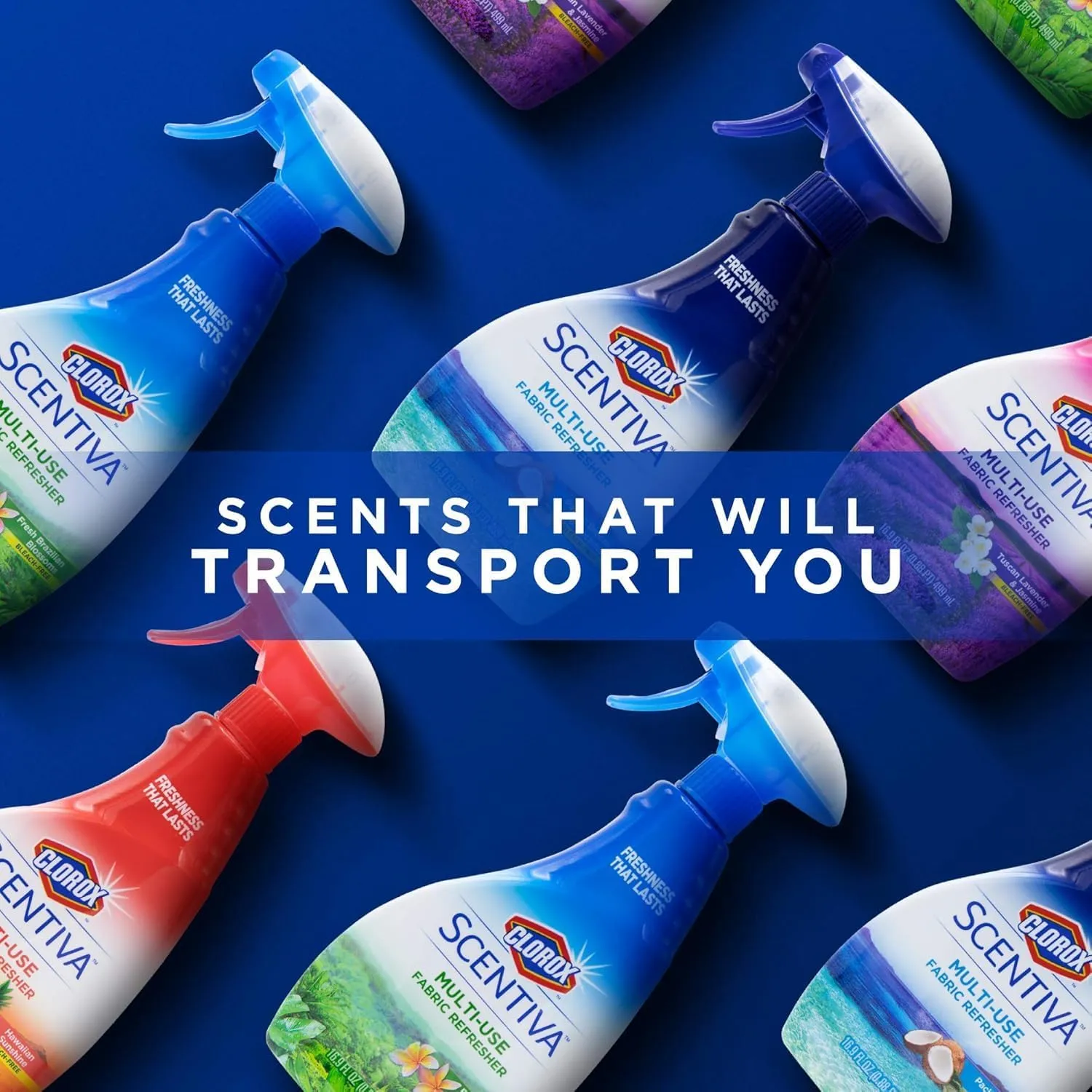 Clorox Scentiva Multi-Use Fabric Refresher Spray | Fabric Freshener for Closets, Upholstery, Curtains, and Carpets | Fresh Brazilian Blossoms | 16.9 Ounces - 2 Pack