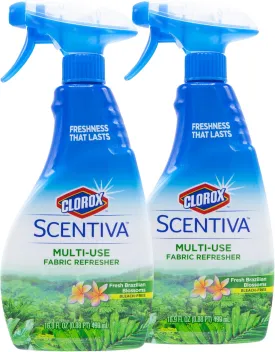 Clorox Scentiva Multi-Use Fabric Refresher Spray | Fabric Freshener for Closets, Upholstery, Curtains, and Carpets | Fresh Brazilian Blossoms | 16.9 Ounces - 2 Pack