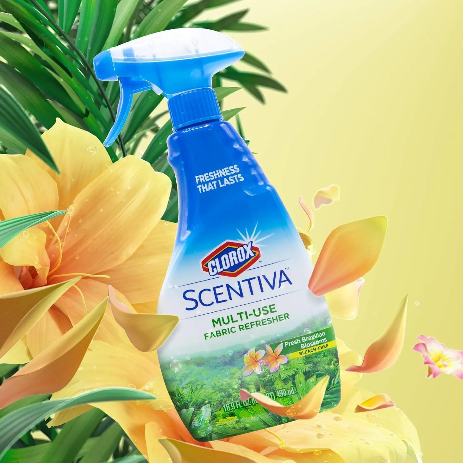 Clorox Scentiva Multi-Use Fabric Refresher Spray | Fabric Freshener for Closets, Upholstery, Curtains, and Carpets | Fresh Brazilian Blossoms | 16.9 Ounces - 2 Pack