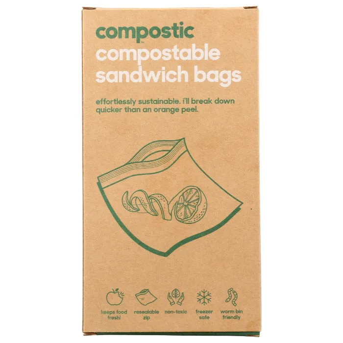 Compostic - Compostable Sandwich Bags, 20 Each (Pack Of 12)