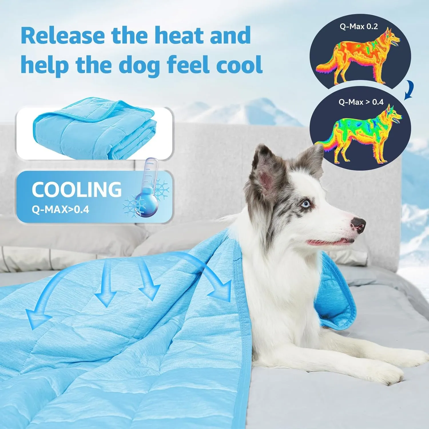 Cooling Blanket for DogsQ-MAX 0.4 Cool to Touch Cooling Blankets for Hot Sleepers/Kid/Pet,Soft Lightweight Pet Throw Blanket for Bed Couch Sofa Cover,Cooling Blanket Dog Mat for Summer,60x80in,Blue