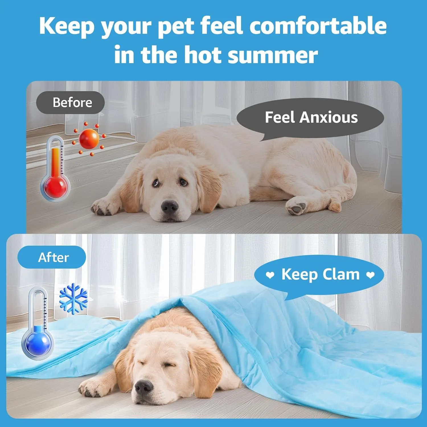 Cooling Blanket for DogsQ-MAX 0.4 Cool to Touch Cooling Blankets for Hot Sleepers/Kid/Pet,Soft Lightweight Pet Throw Blanket for Bed Couch Sofa Cover,Cooling Blanket Dog Mat for Summer,60x80in,Blue