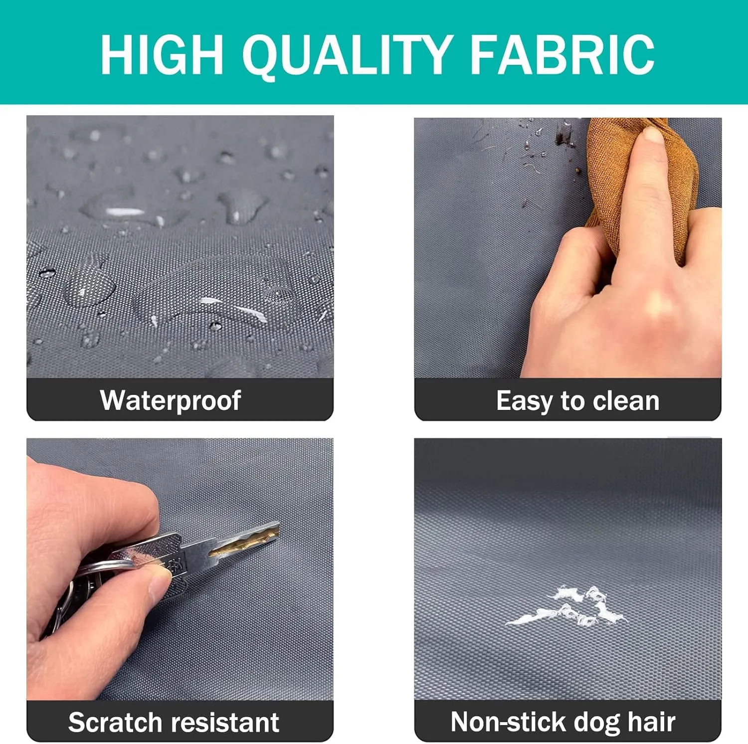 Dog Bed Cover,Waterproof Tough Plastic DIY Pet Bed Cover,Non Stick Hair Easy to Clean Rectangular Fillable Dog Bed Covers with Zipper(Dark Grey,44" L x 32" W x 4" Th,Cover Only)