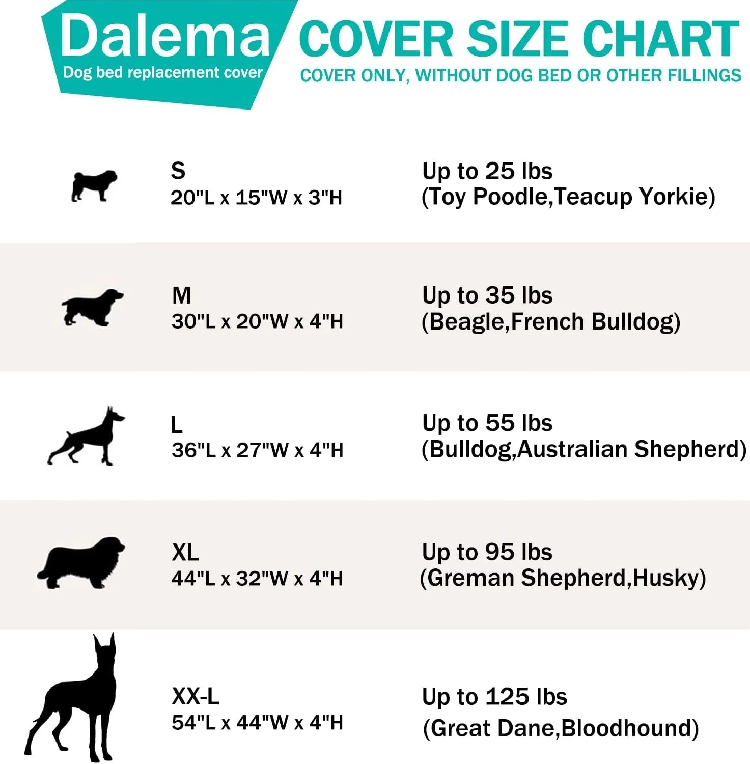 Dog Bed Cover,Waterproof Tough Plastic DIY Pet Bed Cover,Non Stick Hair Easy to Clean Rectangular Fillable Dog Bed Covers with Zipper(Dark Grey,44" L x 32" W x 4" Th,Cover Only)