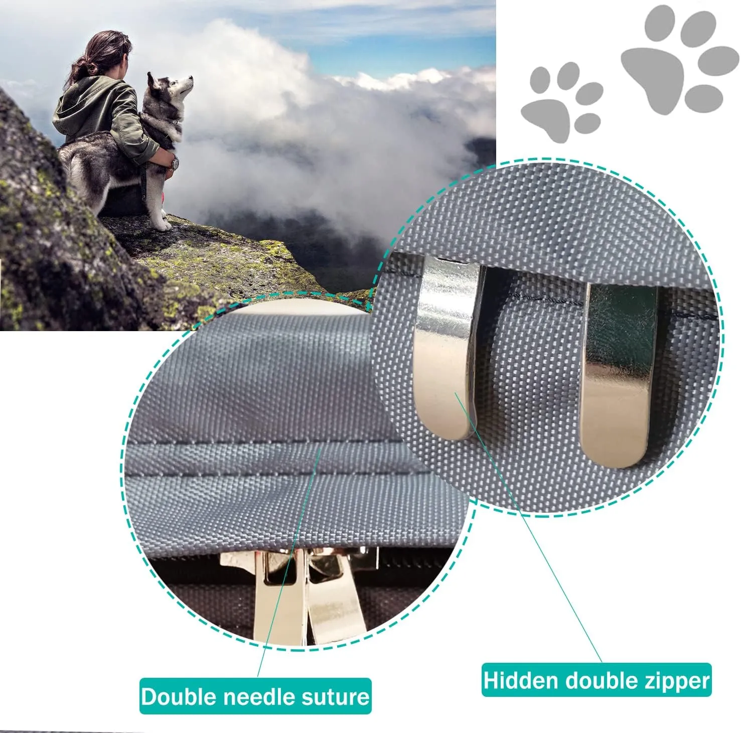 Dog Bed Cover,Waterproof Tough Plastic DIY Pet Bed Cover,Non Stick Hair Easy to Clean Rectangular Fillable Dog Bed Covers with Zipper(Dark Grey,44" L x 32" W x 4" Th,Cover Only)