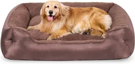 Dog Beds for Large Dogs, Rectangle Washable Pet Bed, Soft Calming Extra Large Dog Bed with Nonskid Bottom, Brown