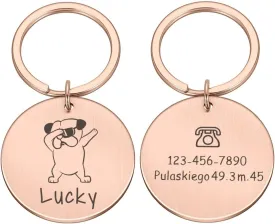Dog Engraved ID Tag, Custom Dog Tags for Pets Personalized Medium Large Engraved Pet Tags Pet ID Tags for Collars Dog Name Tags Personalized Tags (30x30mm,Rose Gold)