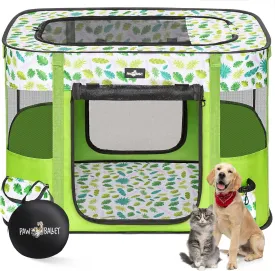 Dog Playpen, Foldable Cat Playpen with Carrying Case, Exercise Dog Playpen Kennel Tent Crate Cage with Removable Zipper Shade Cover for Kitten Puppy Outdoor Indoor Use, L