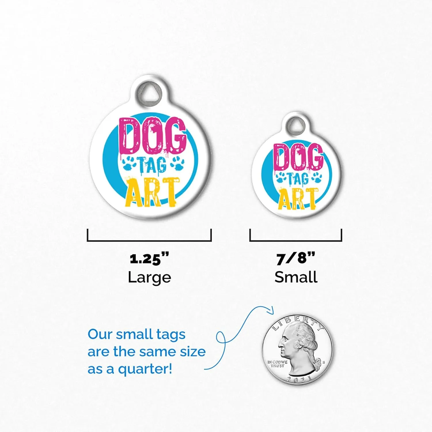 Dog Tag Art Moon and Stars Crescent Moon Personalized Pet ID Tag for Dogs and Cats, Silent Dog Tag with Customized Identification Information - Large 1.25" Diameter