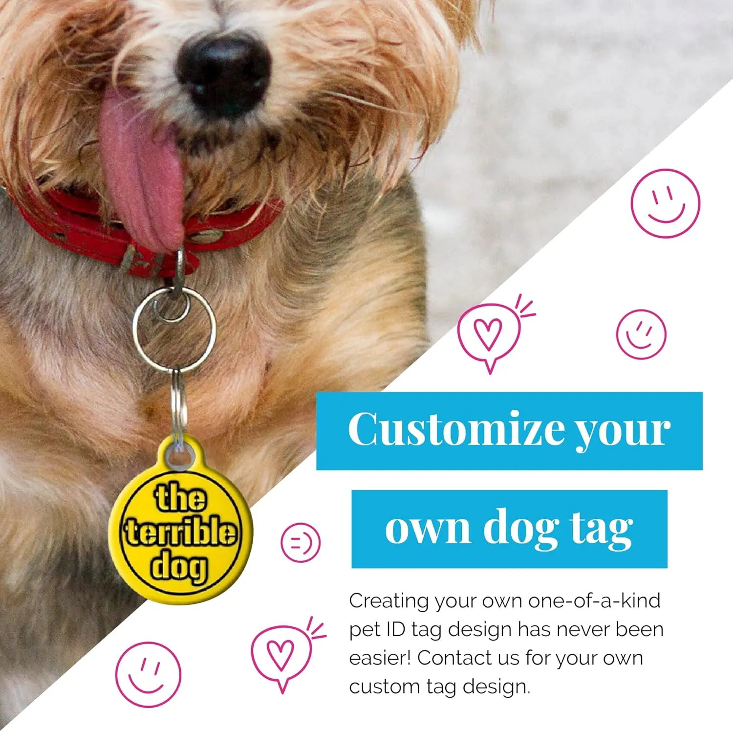 Dog Tag Art Moon and Stars Crescent Moon Personalized Pet ID Tag for Dogs and Cats, Silent Dog Tag with Customized Identification Information - Large 1.25" Diameter