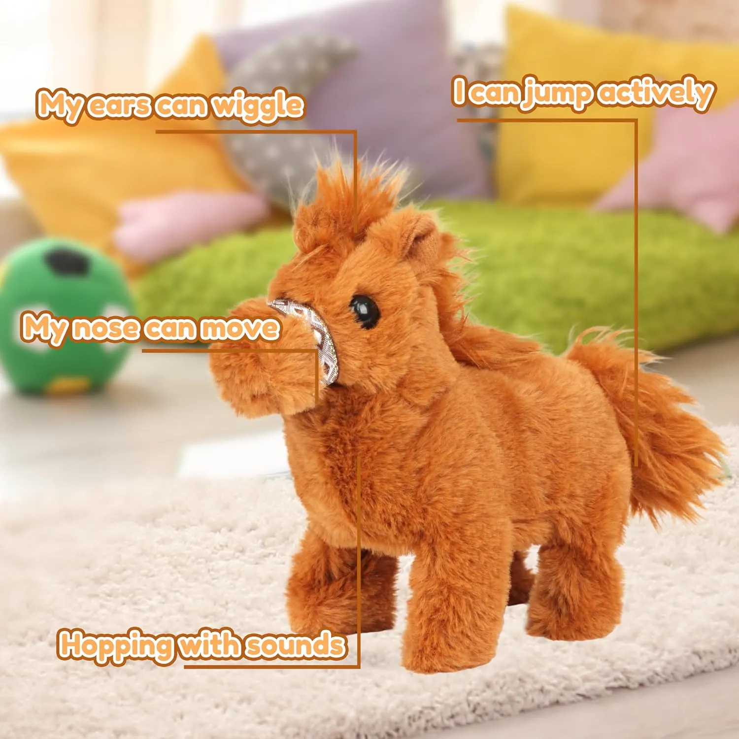 Easfan Walking Pony Toy Plush Interactive Pony Electric Robots Plush Pet Toy with Sound Stuffed Animal Christmas Birthday Gifts for Kids Toddlers