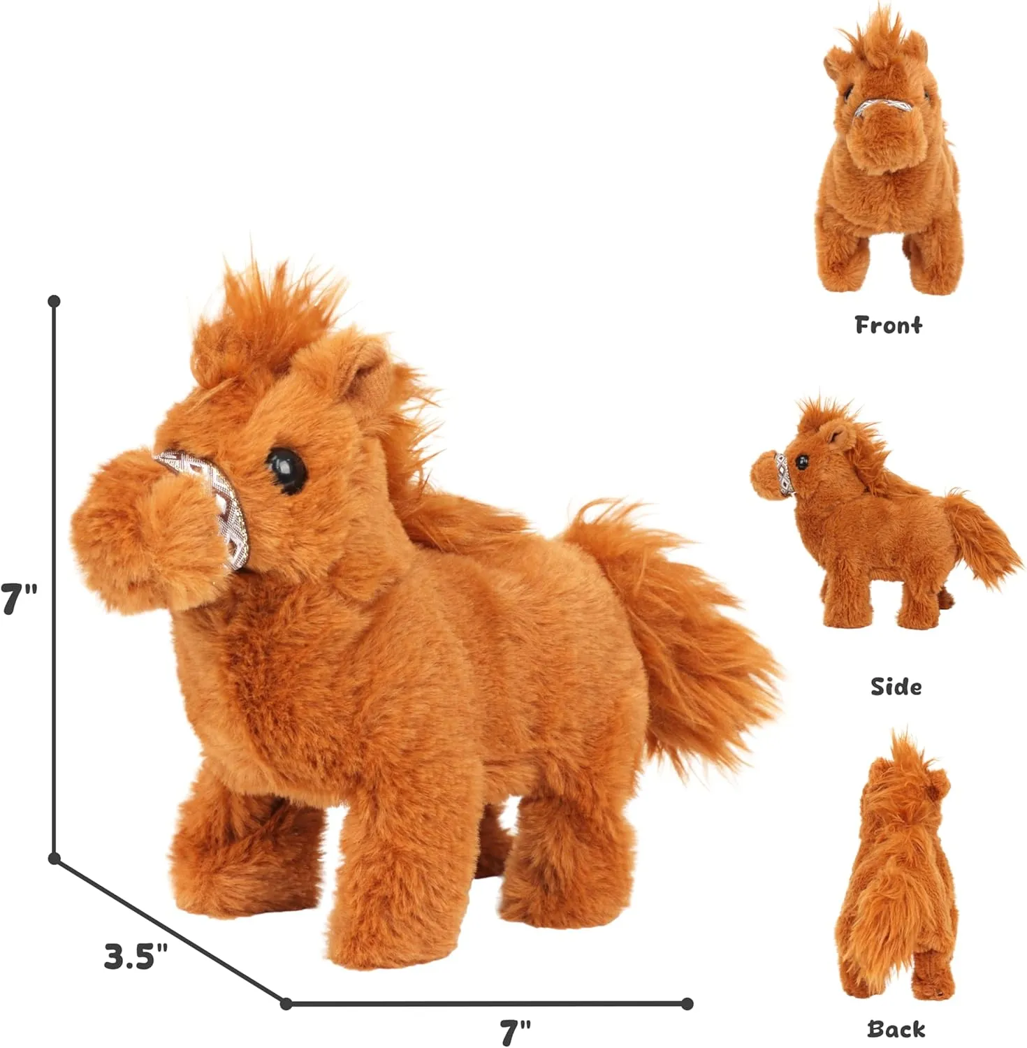 Easfan Walking Pony Toy Plush Interactive Pony Electric Robots Plush Pet Toy with Sound Stuffed Animal Christmas Birthday Gifts for Kids Toddlers