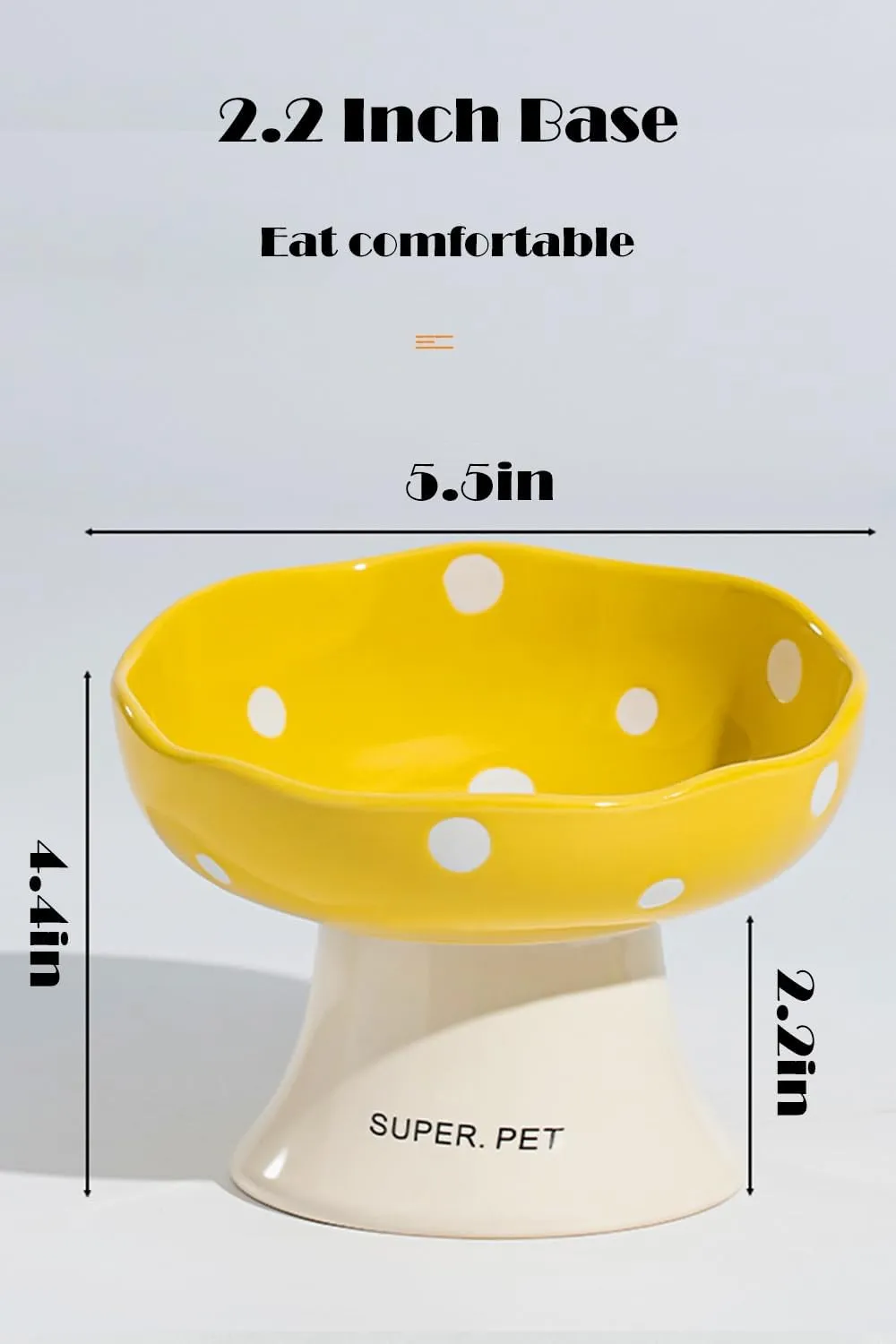 Elevated Cat Bowl, Raised Ceramic Kitty Bowls, Tilted Wide Shallow Cat Food Dish, Whisker Fatigue& Lead & Cadmium Free, 2.2 Inch High, Red