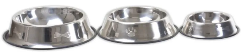 Embossed Dog Bowl - Stainless Steel 21.5cm (Set Of 2)