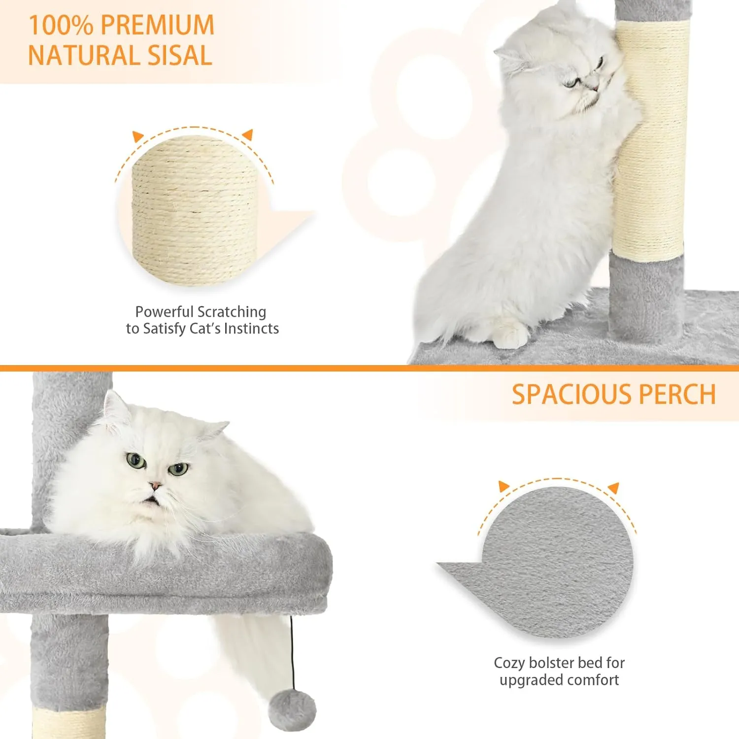 Floor to Ceiling Cat Tree,Cat Tower with Adjustable Height 95-110 Inches,5 Tiers Tall Cat Tree Ceiling to Floor with Cozy Bed,Platforms,Sisal Scratching Posts for Large Cats,Gray