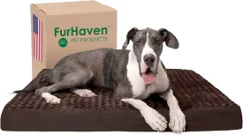 Furhaven Orthopedic Dog Bed for Large Dogs w/ Removable Washable Cover, For Dogs Up to 125 lbs - Ultra Plush Faux Fur & Suede Mattress - Chocolate, Jumbo Plus/XXL