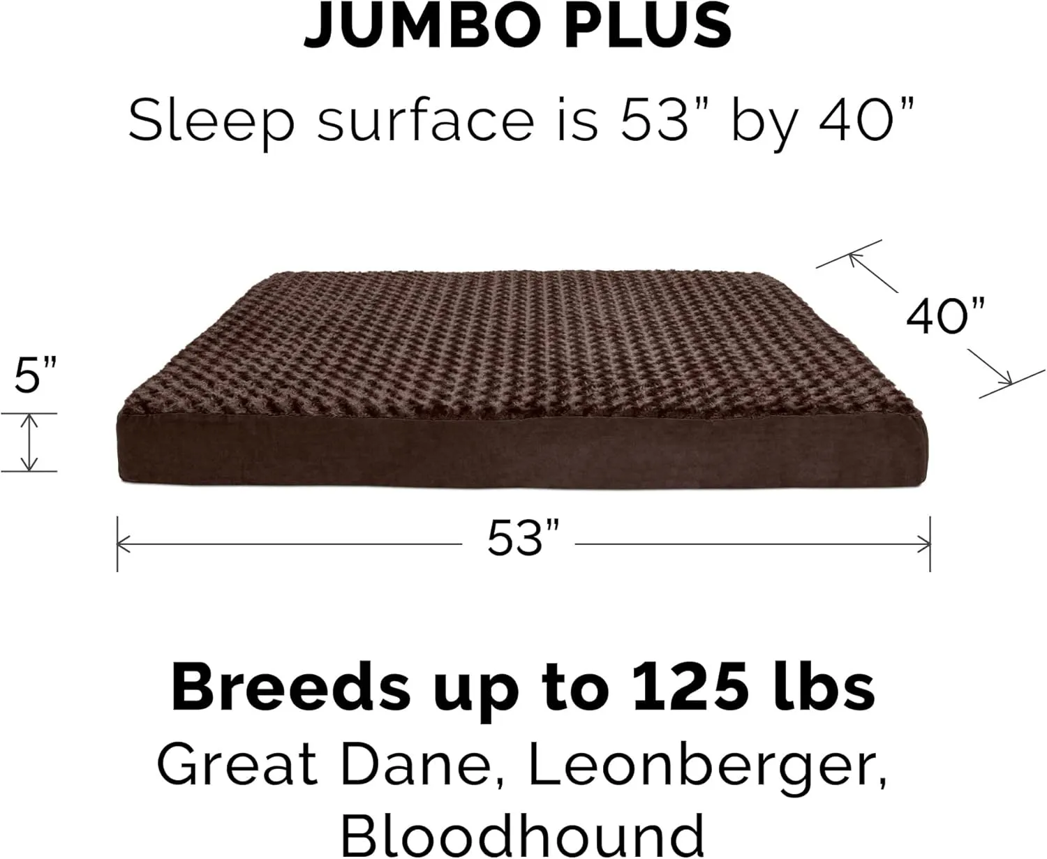 Furhaven Orthopedic Dog Bed for Large Dogs w/ Removable Washable Cover, For Dogs Up to 125 lbs - Ultra Plush Faux Fur & Suede Mattress - Chocolate, Jumbo Plus/XXL