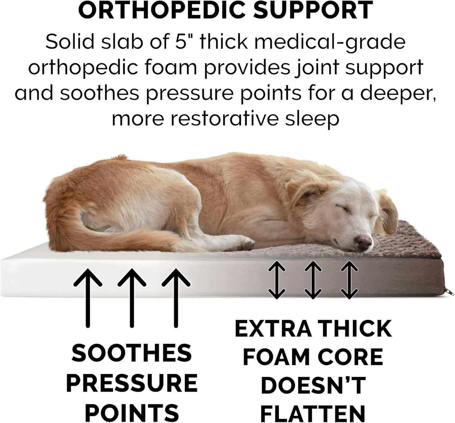 Furhaven Orthopedic Dog Bed for Large Dogs w/ Removable Washable Cover, For Dogs Up to 125 lbs - Ultra Plush Faux Fur & Suede Mattress - Chocolate, Jumbo Plus/XXL