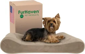 Furhaven Orthopedic Dog Bed for Medium/Small Dogs w/ Removable Washable Cover, For Dogs Up to 23 lbs - Microvelvet Luxe Lounger Contour Mattress - Clay, Medium